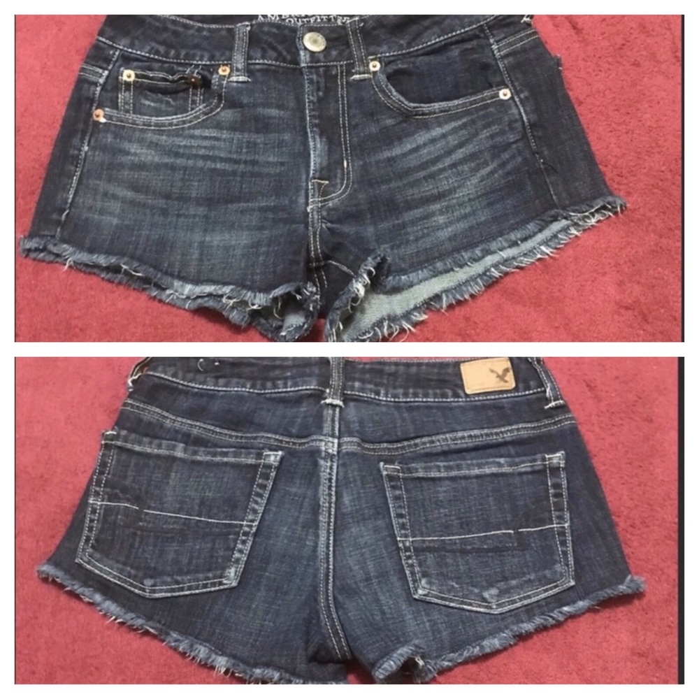 Like New American Eagle Stretch Black Dark wash Skort Jean shorts
